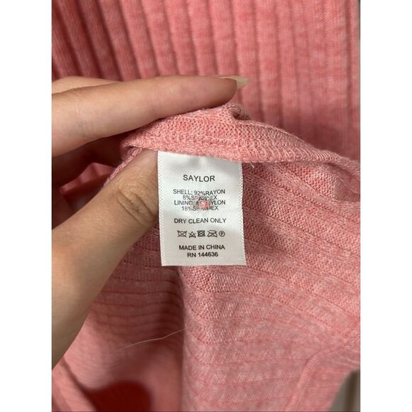 NWT SAYLOR Malavika Knitted Puff Sleeve Scoop Neckline Cardigan Midi Dress M - Picture 8 of 13